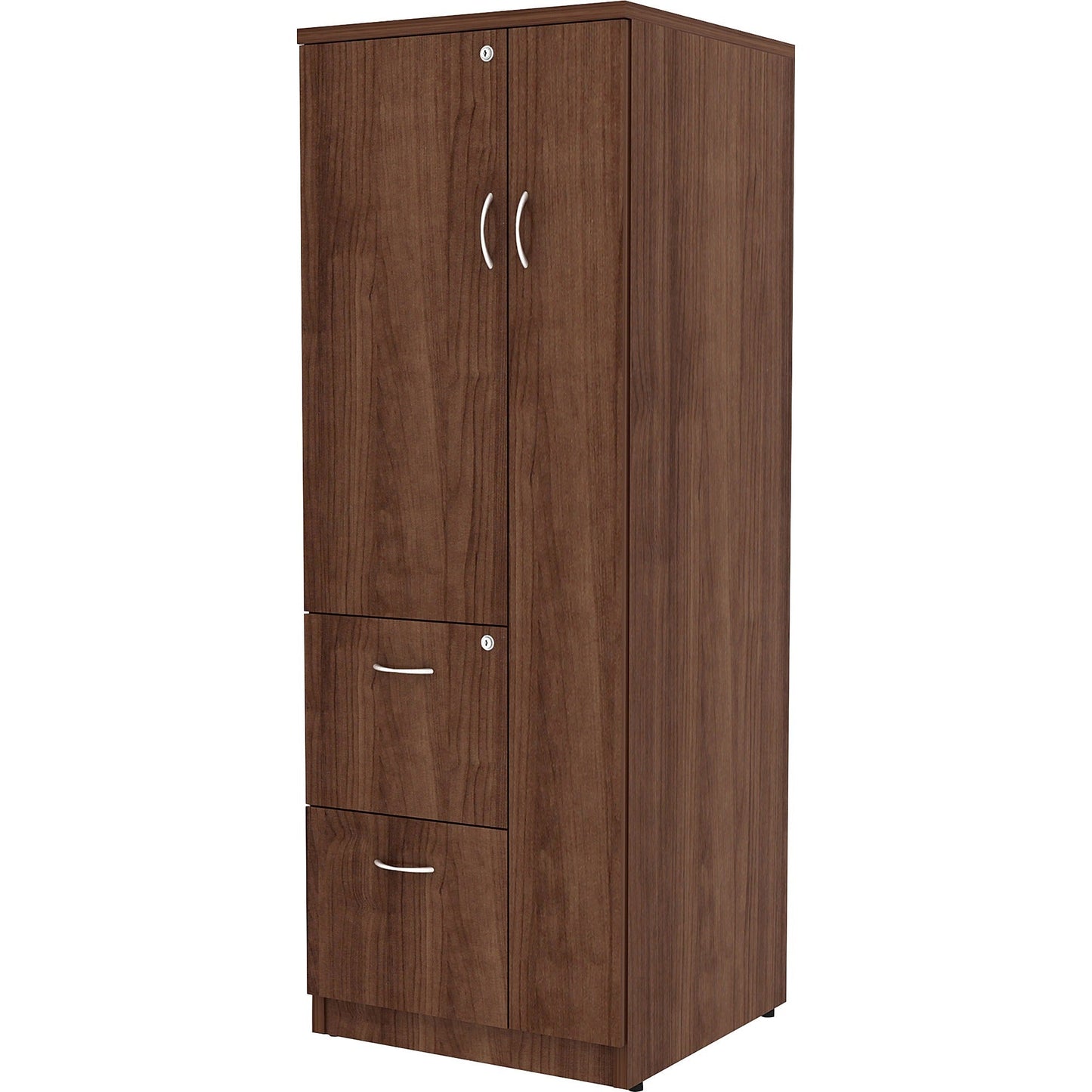 Lorell Essentials Series Tall Storage Cabinet 2 Drawers Locking Door Durable Laminate 4 Compartment (LLR - LLR 698XX) - SchoolOutlet