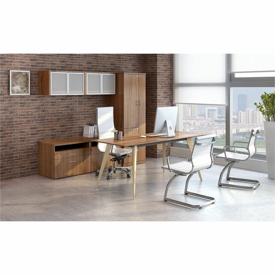 Lorell Essentials Series Tall Storage Cabinet 2 Drawers Locking Door Durable Laminate 4 Compartment (LLR - LLR 698XX) - SchoolOutlet