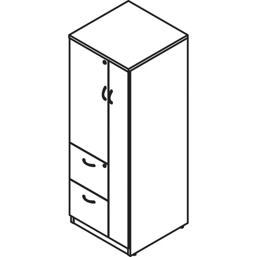 Lorell Essentials Series Tall Storage Cabinet 2 Drawers Locking Door Durable Laminate 4 Compartment (LLR - LLR 698XX) - SchoolOutlet