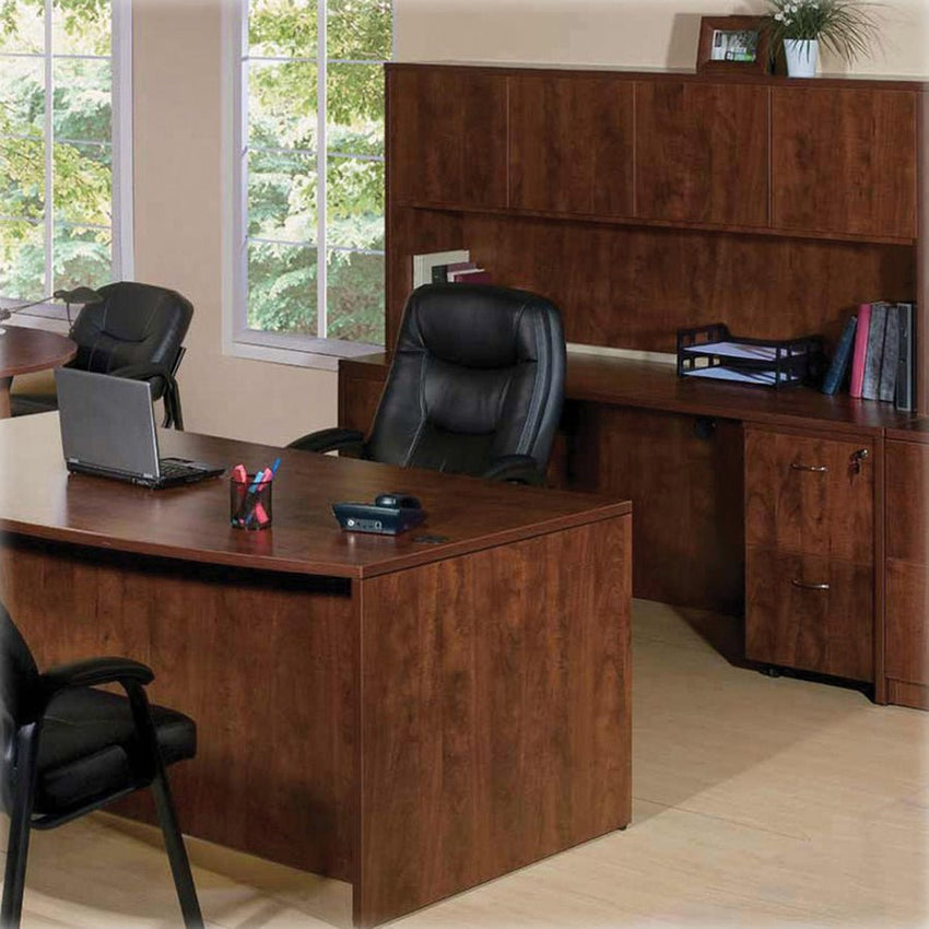 Lorell Essentials Series Right Corner Credenza 66.1"W x 35.4"D x 29.5"H Cherry (LLR - LLR69909) - SchoolOutlet