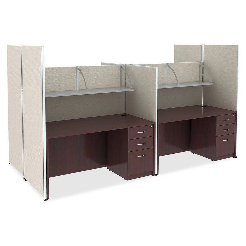 Lorell Essentials Series Left Corner Credenza 66.1"W x 35.4"D x 29.5"H Mahogany (LLR - LLR69910) - SchoolOutlet
