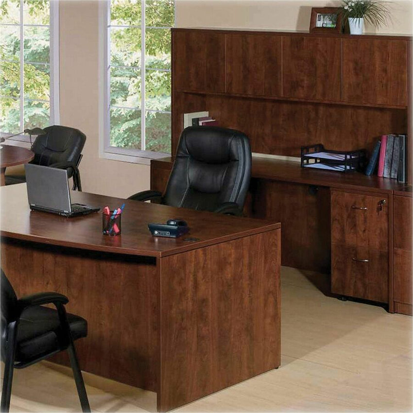 Lorell Essentials Elite Cherry Left - Corner Credenza 66.1"W x 35.4"D x 29.5"H (LLR - LLR69911) - SchoolOutlet