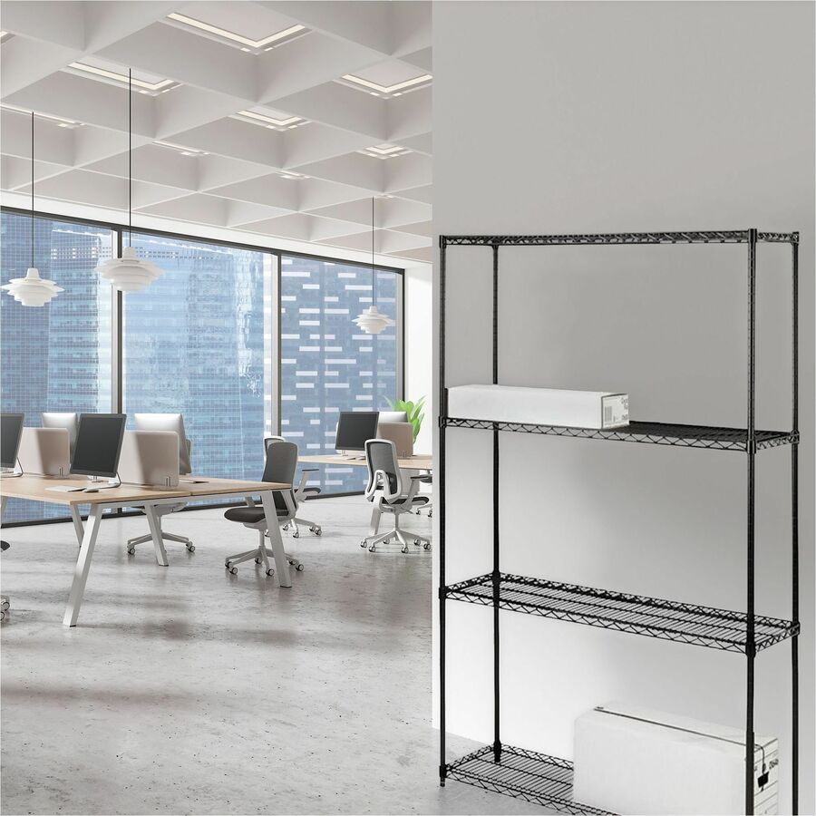 Lorell Industrial Wire Shelving 4 Tier Adjustable Shelves 1000 lb Capacity Steel Rack Tool - Free Assembly (LLR - LLR70060) - SchoolOutlet