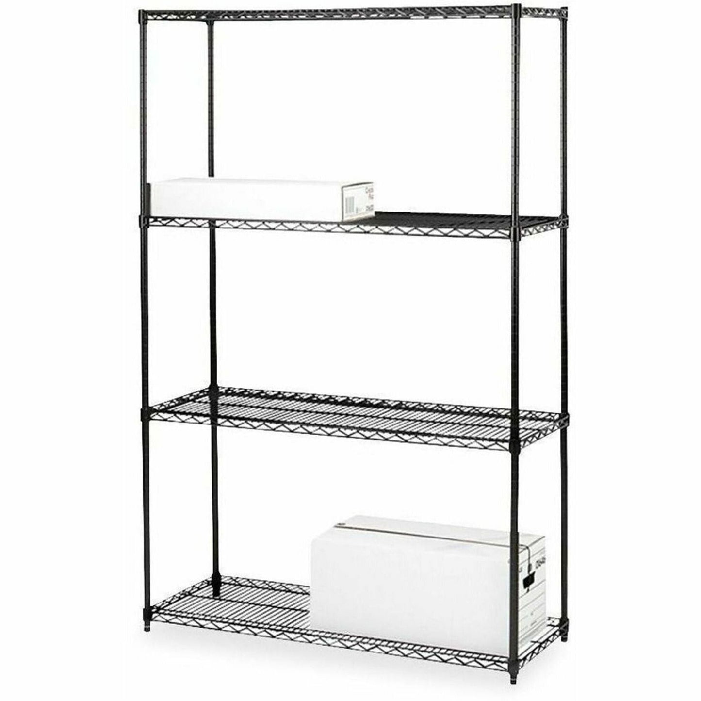 Lorell Industrial Wire Shelving 4 Tier Adjustable Shelves 1000 lb Capacity Steel Rack Tool - Free Assembly (LLR - LLR70060) - SchoolOutlet
