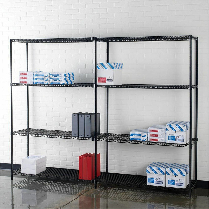 Lorell Industrial Wire Shelving 4 Tier Adjustable Shelves 1000 lb Capacity Steel Rack Tool - Free Assembly (LLR - LLR70060) - SchoolOutlet