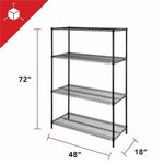 Heavy - Duty Lorell Industrial 4 - Tier Wire Shelving Unit 48