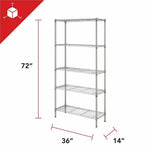 Lorell Light - Duty Wire Shelving 5 Tier Adjustable Shelves 250 lb Capacity Per Shelf Steel Rack (LLR - LLR70062) - SchoolOutlet