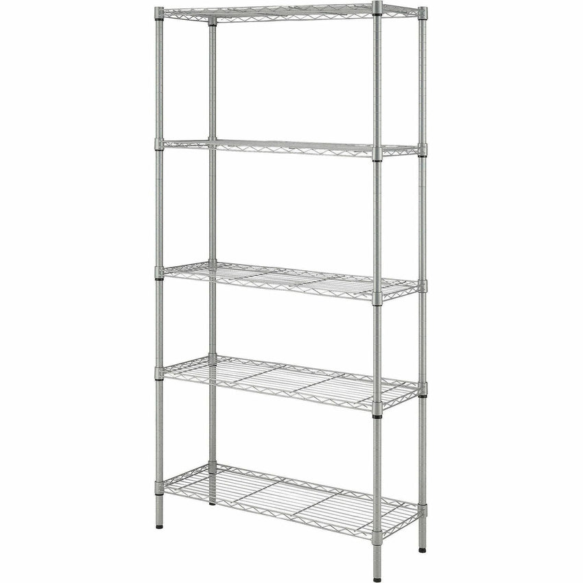 Lorell Light - Duty Wire Shelving 5 Tier Adjustable Shelves 250 lb Capacity Per Shelf Steel Rack (LLR - LLR70062) - SchoolOutlet