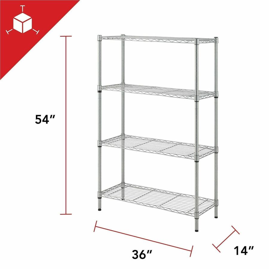 Lorell Light - Duty Wire Shelving 4 Tier Adjustable Shelves 250 lb Capacity Per Shelf Steel Rack (LLR - LLR70063) - SchoolOutlet