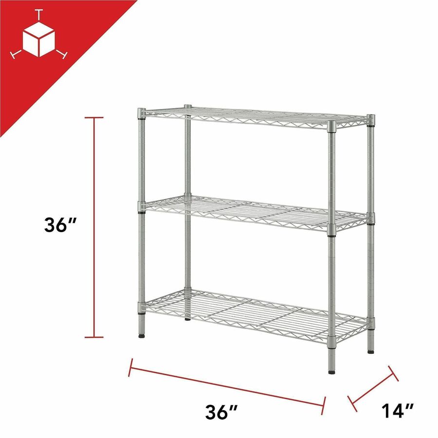 Lorell Light - Duty Wire Shelving 3 Tier Adjustable Shelves 250 lb Capacity Per Shelf Steel Rack (LLR - LLR70066) - SchoolOutlet