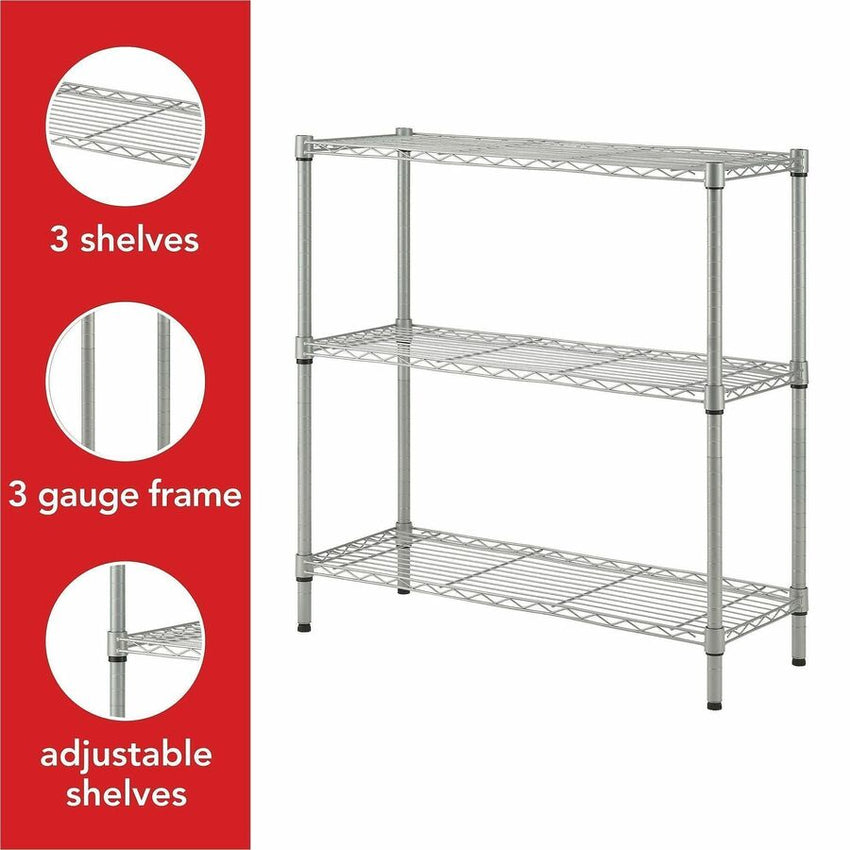 Lorell Light - Duty Wire Shelving 3 Tier Adjustable Shelves 250 lb Capacity Per Shelf Steel Rack (LLR - LLR70066) - SchoolOutlet