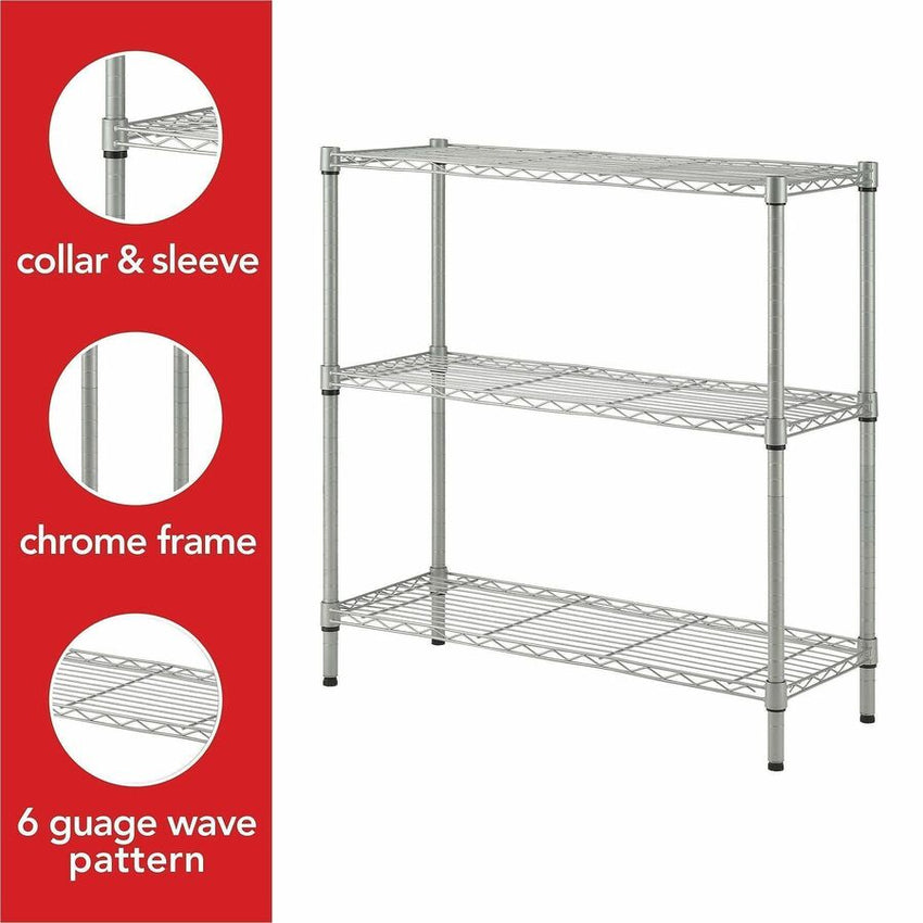 Lorell Light - Duty Wire Shelving 3 Tier Adjustable Shelves 250 lb Capacity Per Shelf Steel Rack (LLR - LLR70066) - SchoolOutlet
