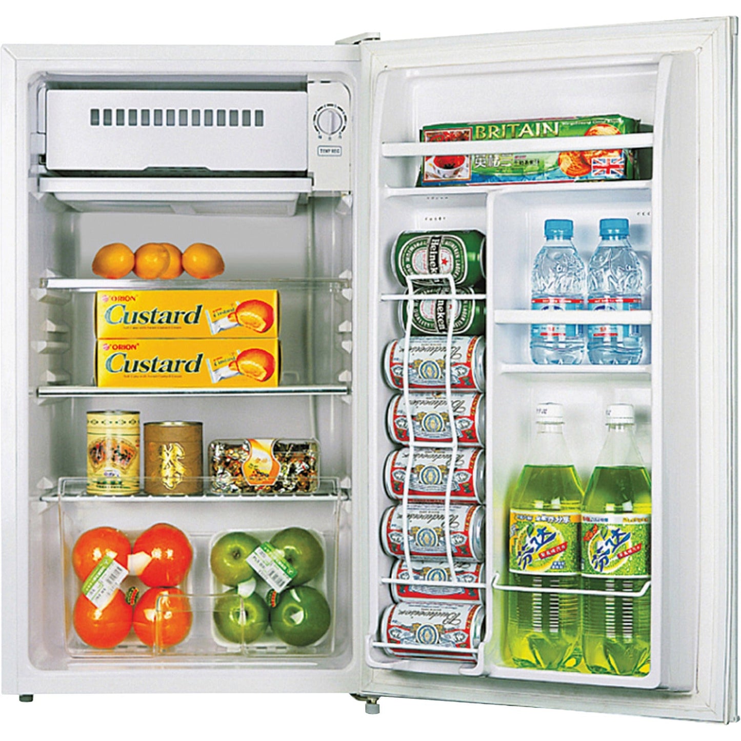 Lorell ArcticVault Compact Refrigerator with Chiller Section Ice Tray and Reversible Door 3.2 Cubic Feet Black Light Blue White (LLR - LLR72312) - SchoolOutlet