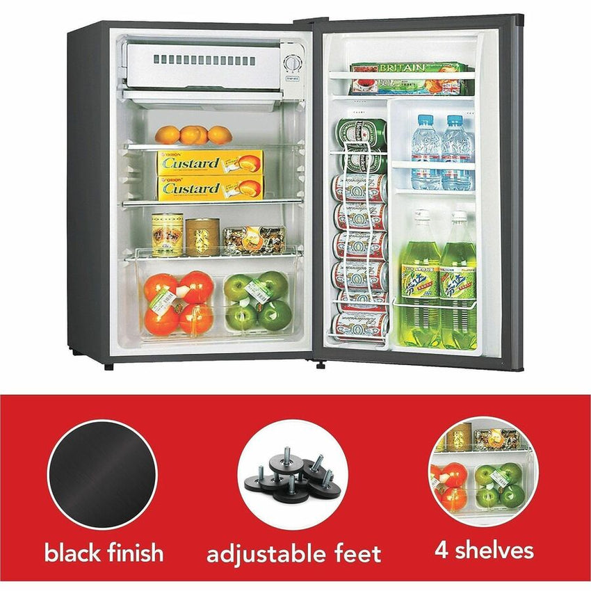 Lorell FrostNest Compact Refrigerator with Chiller Section Ice Tray and Reversible Door 3.2 Cubic Feet Black (LLR - LLR72313) - SchoolOutlet