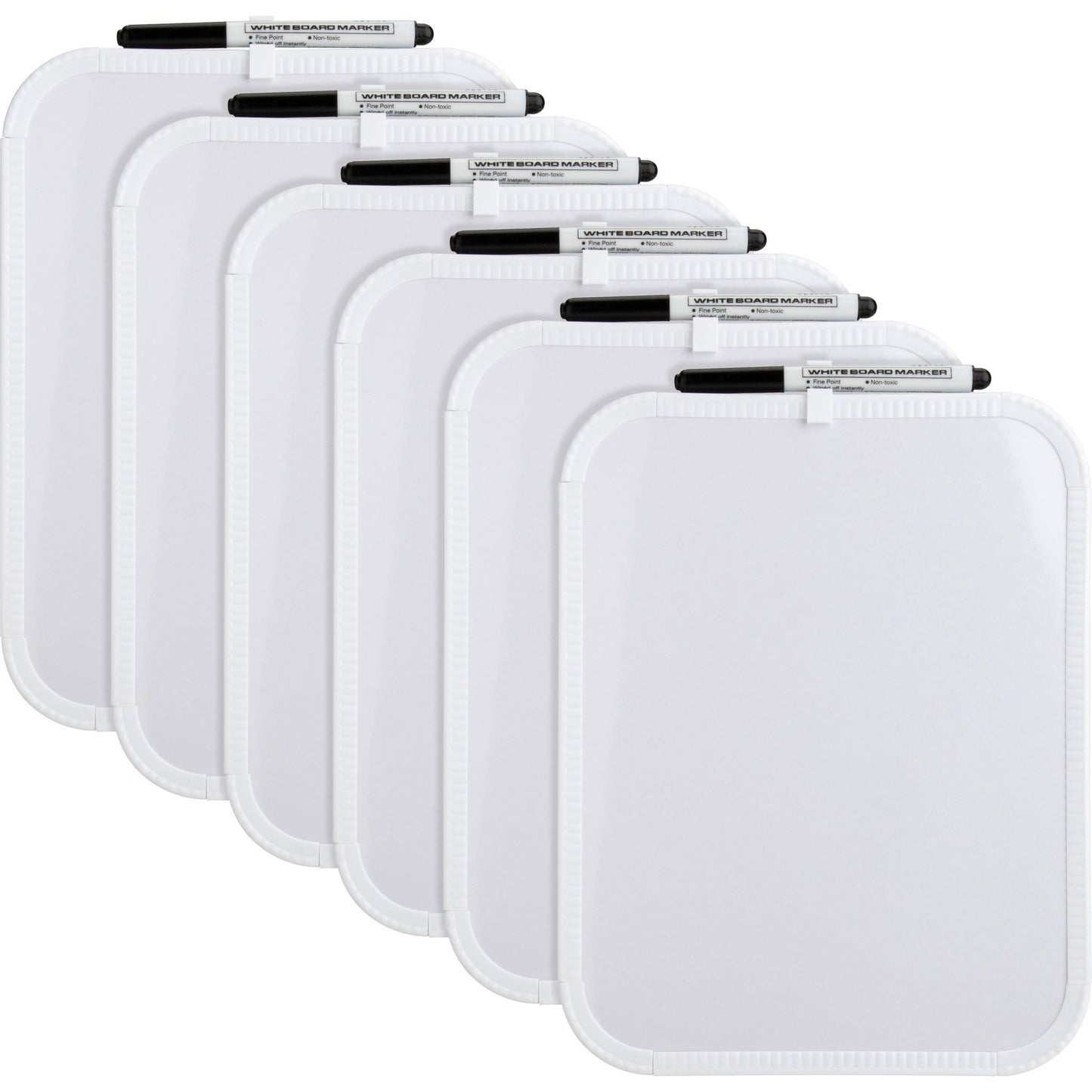 Lorell Personal Whiteboards White Plastic Frame with Magnetic Strips 11"W x 8.5"H 6 Boards/Bundle (LLR - LLR75620BD) - SchoolOutlet
