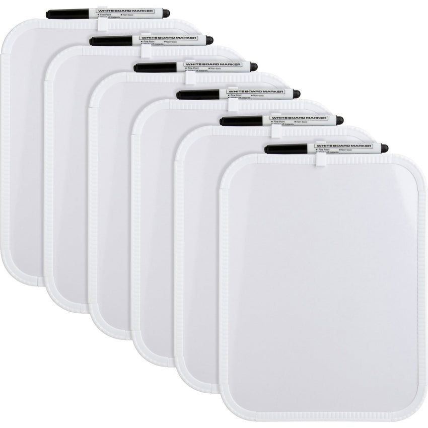 Lorell Personal Whiteboards White Plastic Frame with Magnetic Strips 11"W x 8.5"H 6 Boards/Bundle (LLR - LLR75620BD) - SchoolOutlet