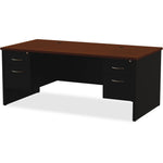 Lorell Fortress Modular Series Double - Pedestal Desk with Laminate Top and Industrial Grade Black Steel Construction 72