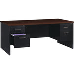 Lorell Fortress Modular Series Double - Pedestal Desk with Laminate Top and Industrial Grade Black Steel Construction 72