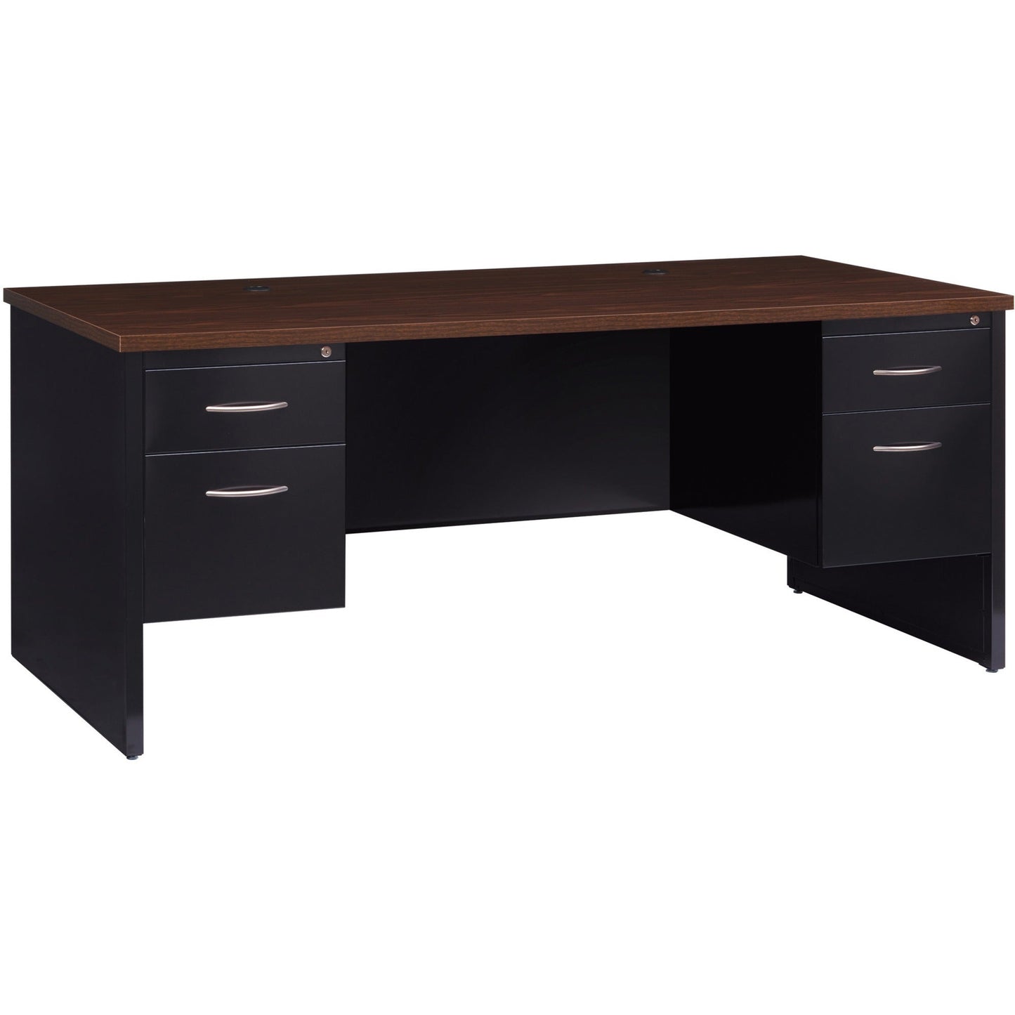 Lorell Fortress Modular Series Double - Pedestal Desk with Laminate Top and Industrial Grade Black Steel Construction 72"W x 36"D (LLR - LLR7913X - DBL) - SchoolOutlet