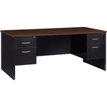 Lorell Fortress Modular Series Double - Pedestal Desk with Laminate Top and Industrial Grade Black Steel Construction 72
