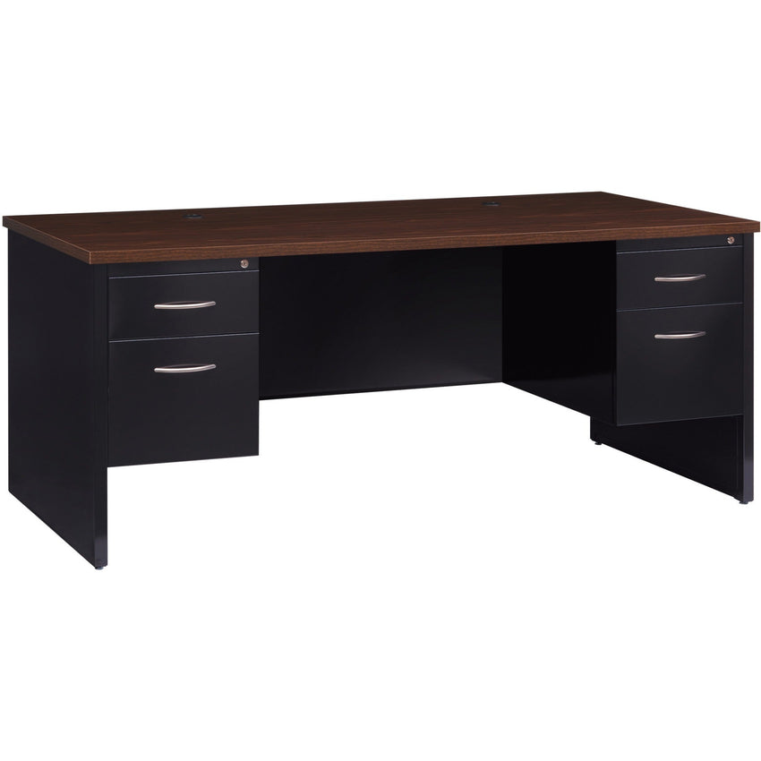 Lorell Fortress Modular Series Double - Pedestal Desk with Laminate Top and Industrial Grade Black Steel Construction 72"W x 36"D (LLR - LLR7913X - DBL) - SchoolOutlet