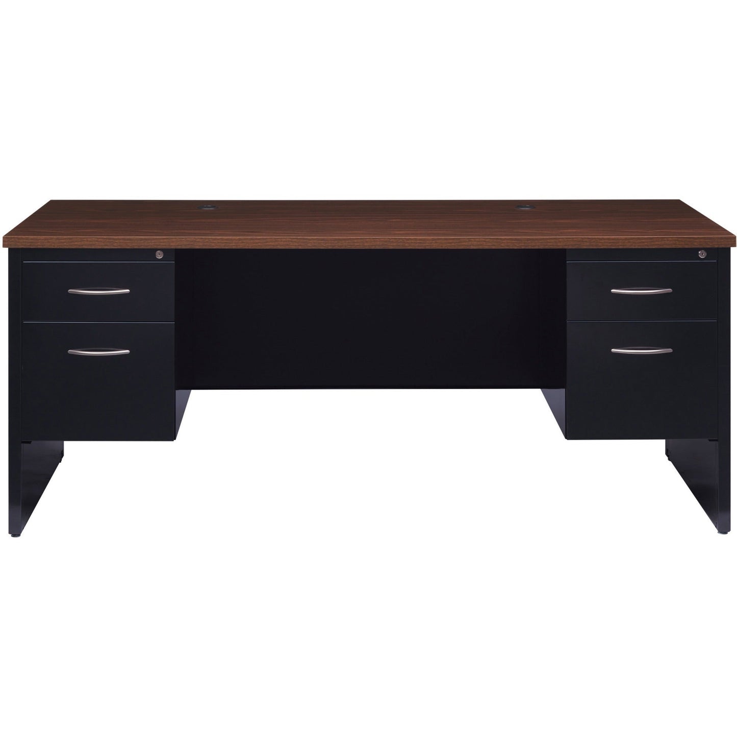 Lorell Fortress Modular Series Double - Pedestal Desk with Laminate Top and Industrial Grade Black Steel Construction 72"W x 36"D (LLR - LLR7913X - DBL) - SchoolOutlet