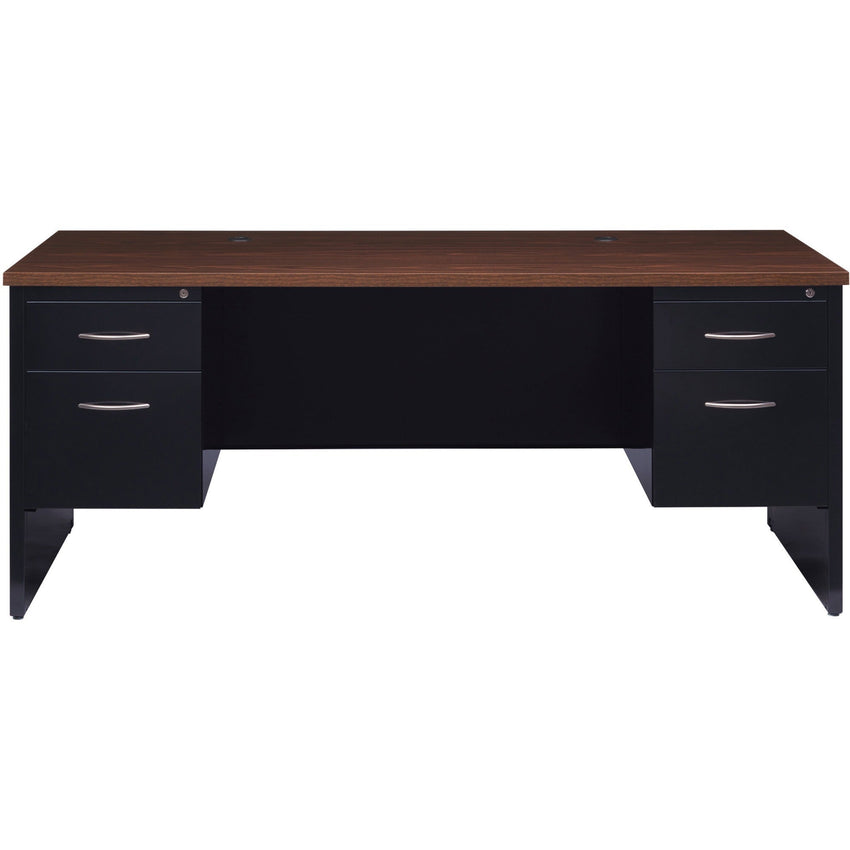 Lorell Fortress Modular Series Double - Pedestal Desk with Laminate Top and Industrial Grade Black Steel Construction 72"W x 36"D (LLR - LLR7913X - DBL) - SchoolOutlet