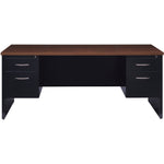 Lorell Fortress Modular Series Double - Pedestal Desk with Laminate Top and Industrial Grade Black Steel Construction 72