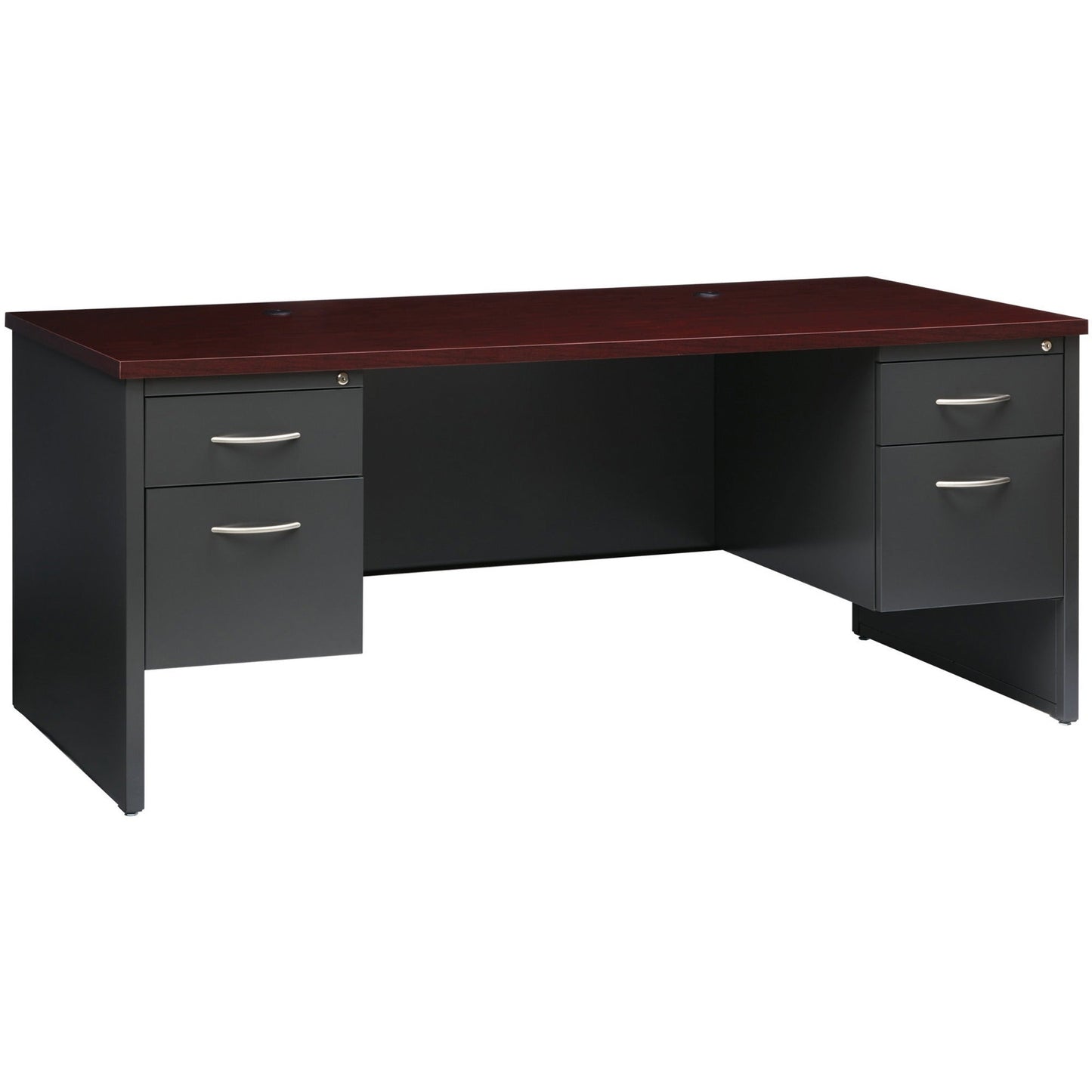 Lorell Fortress Modular Series Double - Pedestal Desk with Laminate Top and Industrial Grade Black Steel Construction 72"W x 36"D (LLR - LLR7913X - DBL) - SchoolOutlet