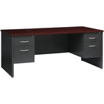 Lorell Fortress Modular Series Double - Pedestal Desk with Laminate Top and Industrial Grade Black Steel Construction 72