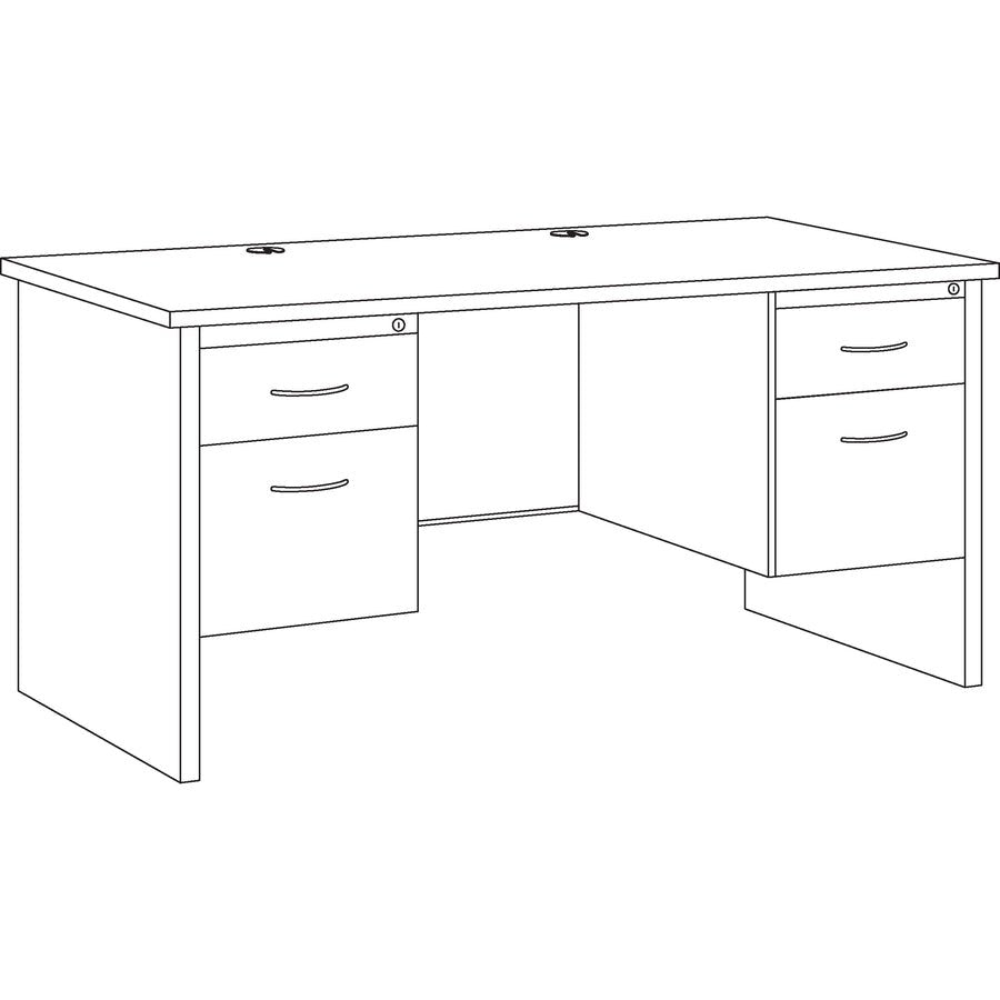 Lorell Fortress Modular Series Double - Pedestal Desk Laminate Top and Industrial Grade Black Steel Construction 60"W x 30"D (LLR - LLR7914X - DBL) - SchoolOutlet