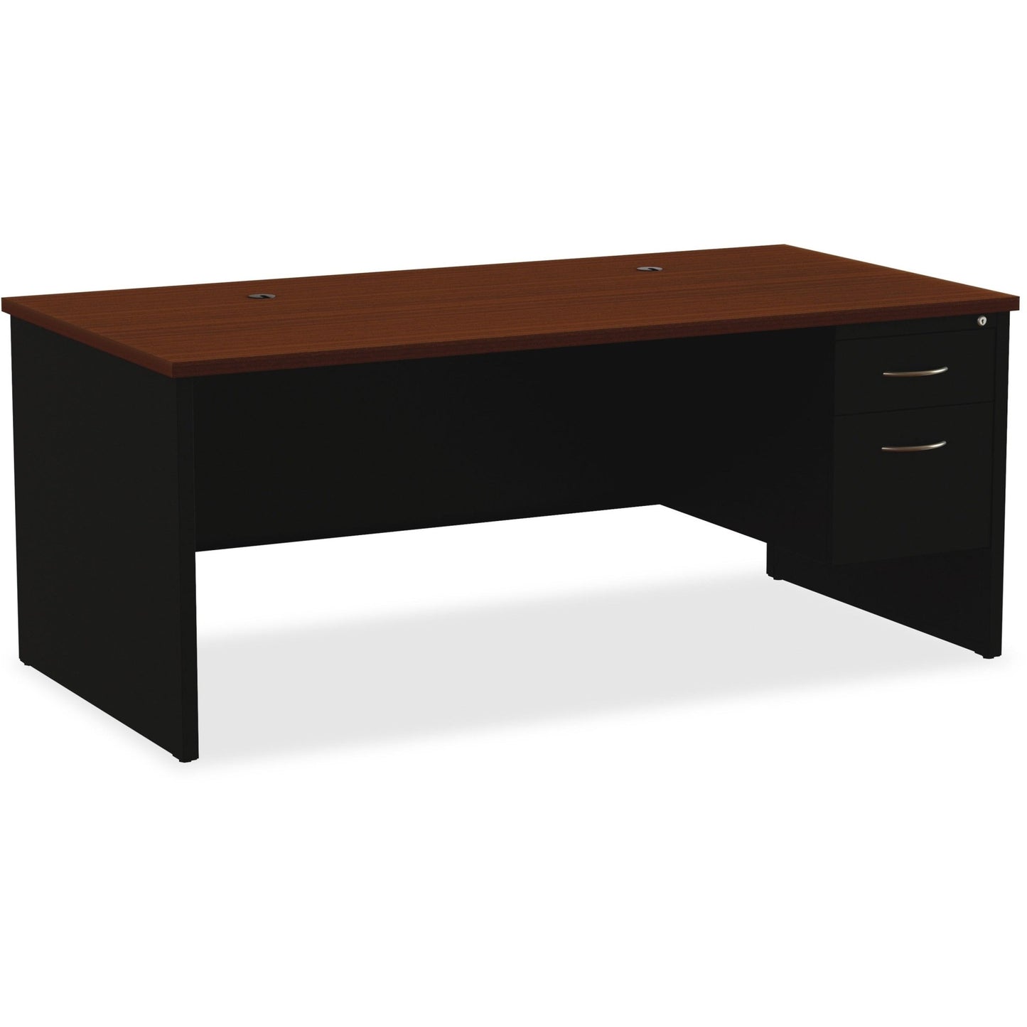 Lorell Fortress Modular Series Right - Pedestal Desk with Laminate Top and Advanced Quad - Grommet Cord Management 72"W x 36"D (LLR - LLR7914X - RIGHT) - SchoolOutlet
