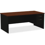 Lorell Fortress Modular Series Right - Pedestal Desk with Laminate Top and Advanced Quad - Grommet Cord Management 72