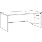 Lorell Fortress Modular Series Right - Pedestal Desk with Laminate Top and Advanced Quad - Grommet Cord Management 72