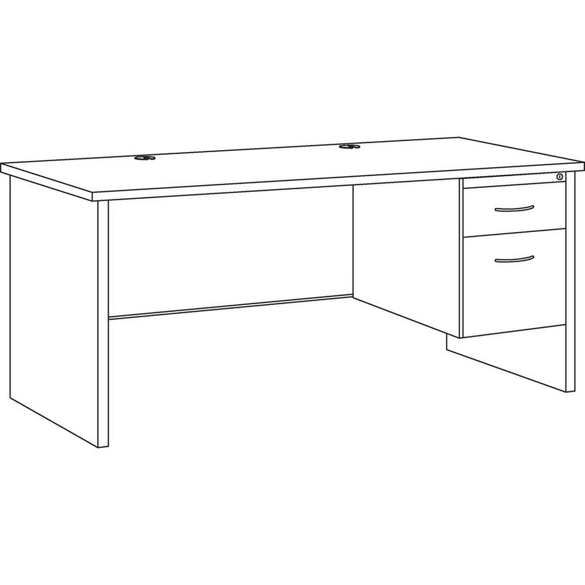 Lorell Fortress Modular Series Right - Pedestal Desk with Laminate Top and Industrial Grade Black Steel Construction 66"W x 30"D (LLR - LLR7914X6630) - SchoolOutlet