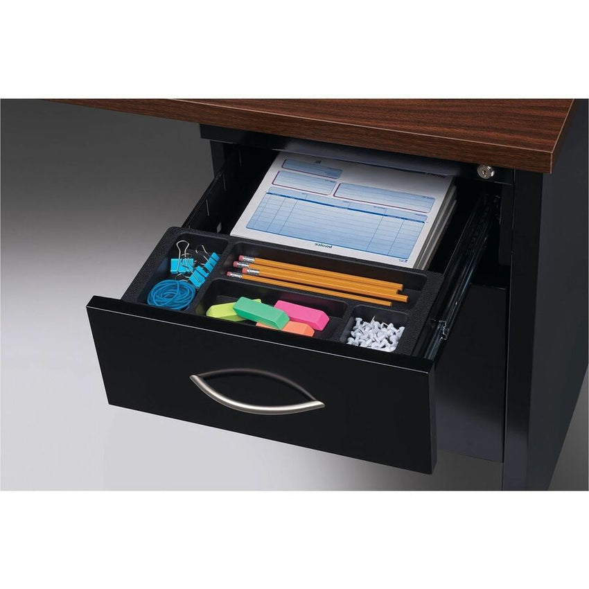 Lorell Fortress Modular Series Right - Pedestal Desk with Laminate Top and Industrial Grade Black Steel Construction 66"W x 30"D (LLR - LLR7914X6630) - SchoolOutlet
