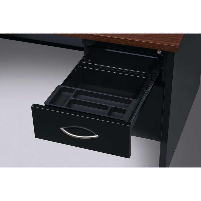 Lorell Fortress Modular Series Right - Pedestal Desk with Laminate Top and Industrial Grade Black Steel Construction 66"W x 30"D (LLR - LLR7914X6630) - SchoolOutlet