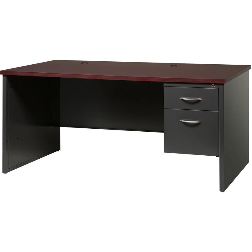 Lorell Fortress Modular Series Right - Pedestal Desk with Laminate Top and Industrial Grade Black Steel Construction 66"W x 30"D (LLR - LLR7914X6630) - SchoolOutlet