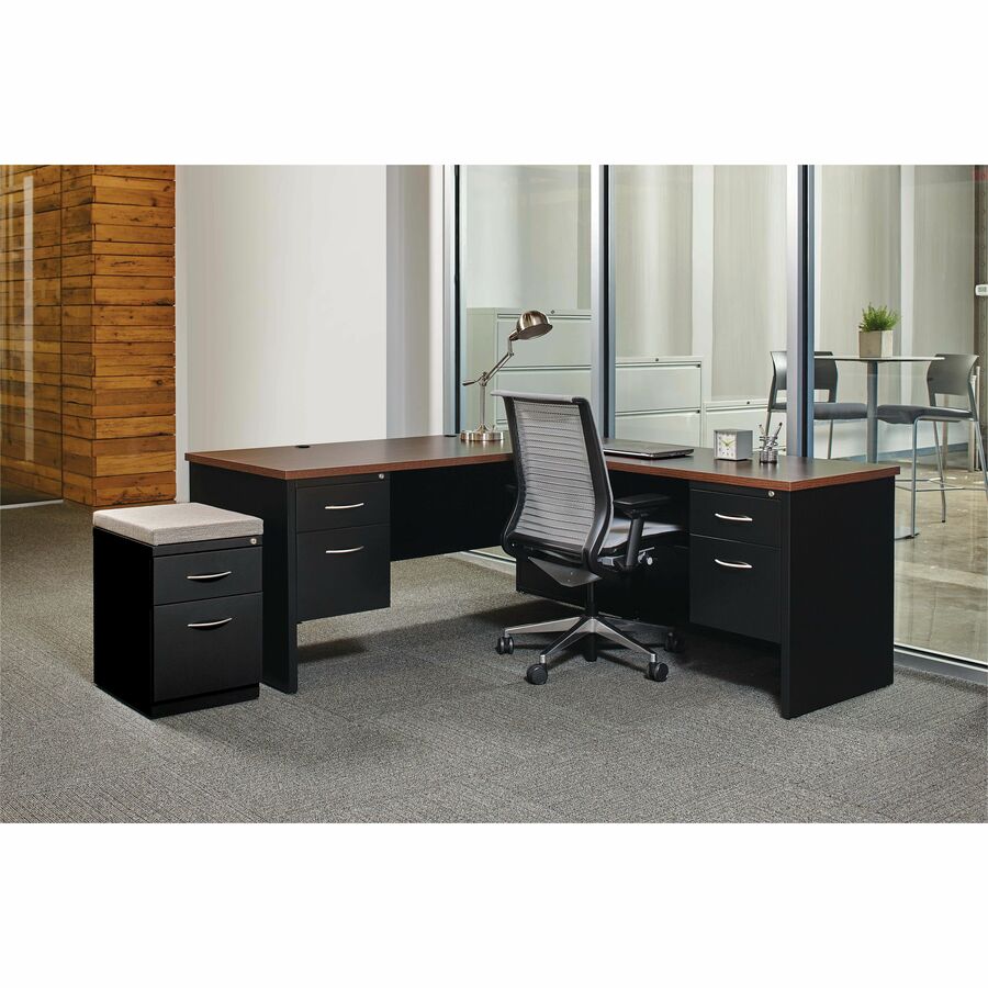 Lorell Fortress Modular Series Right - Pedestal Desk with Laminate Top and Industrial Grade Black Steel Construction 48"W x 30"D (LLR - LLR79147) - SchoolOutlet