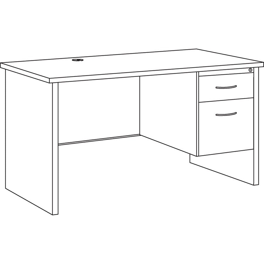 Lorell Fortress Modular Series Right - Pedestal Desk with Mahogany Laminate Top and Industrial Grade Charcoal Steel Construction 48"W x 30"D (LLR - LLR79148) - SchoolOutlet