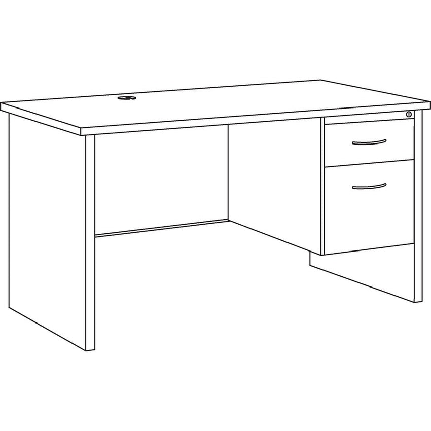 Lorell Fortress Modular Series Right - Pedestal Desk with Mahogany Laminate Top and Industrial Grade Charcoal Steel Construction 48"W x 30"D (LLR - LLR79148) - SchoolOutlet