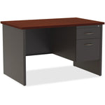Lorell Fortress Modular Series Right - Pedestal Desk with Mahogany Laminate Top and Industrial Grade Charcoal Steel Construction 48