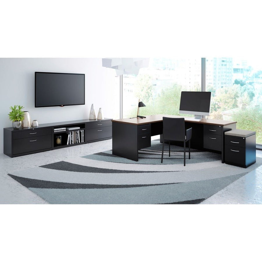 Lorell Fortress Modular Series Left - Pedestal Desk with Laminate Top and Industrial Grade Charcoal Steel Construction 72"W x 36"D (LLR - LLR7914X - LEFT) - SchoolOutlet