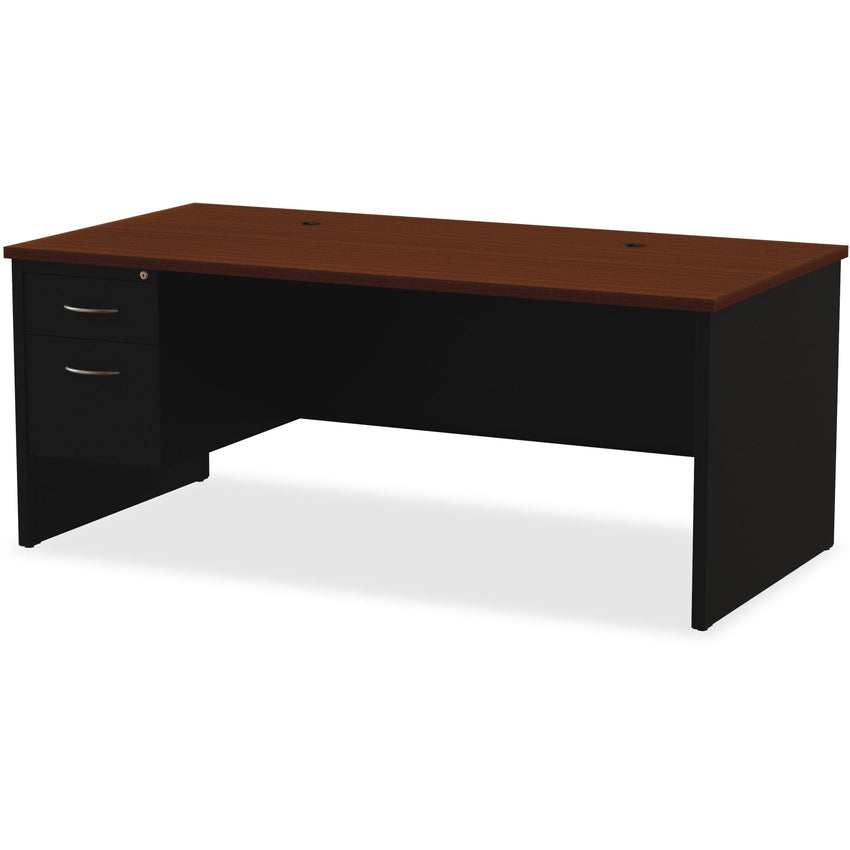 Lorell Fortress Modular Series Left - Pedestal Desk with Laminate Top and Industrial Grade Charcoal Steel Construction 72"W x 36"D (LLR - LLR7914X - LEFT) - SchoolOutlet