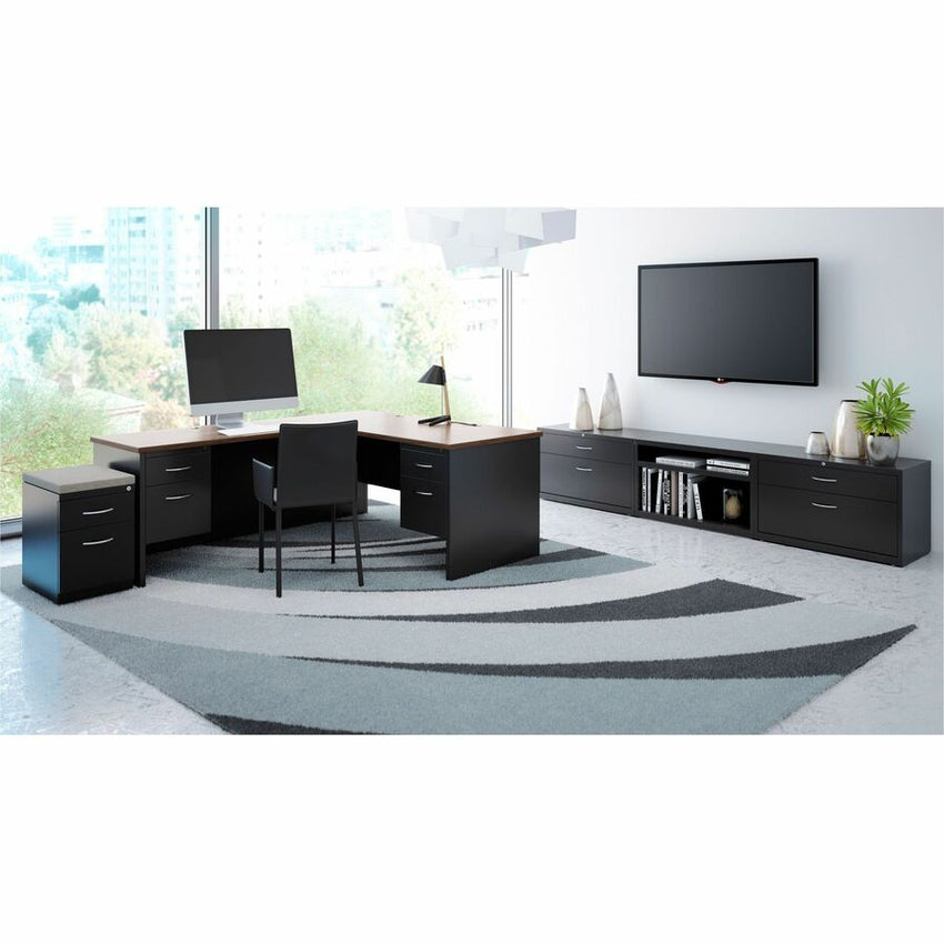 Lorell Fortress Modular Series Left - Pedestal Desk with Laminate Top and Industrial Grade Charcoal Steel Construction 72"W x 36"D (LLR - LLR7914X - LEFT) - SchoolOutlet