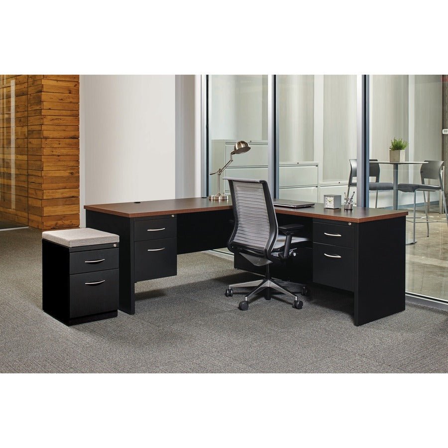 Lorell Fortress Modular Series Left - Pedestal Desk with Laminate Top and Industrial Grade Charcoal Steel Construction 72"W x 36"D (LLR - LLR7914X - LEFT) - SchoolOutlet