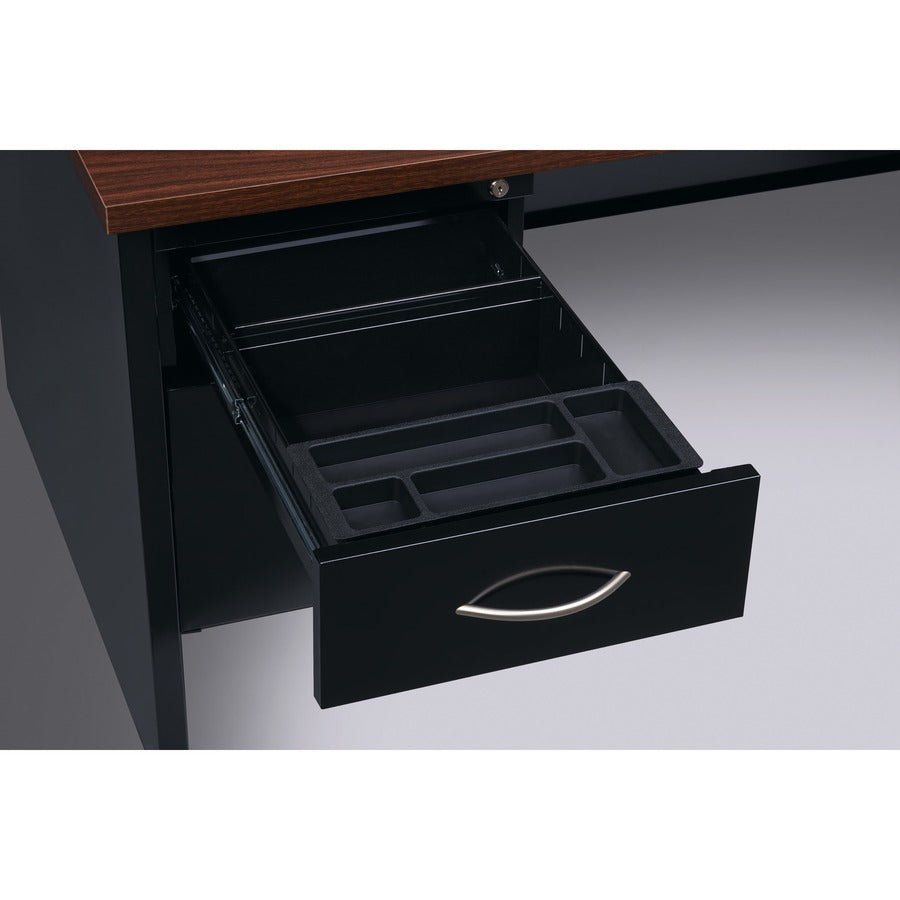 Lorell Fortress Modular Series Left - Pedestal Desk with Laminate Top and Industrial Grade Charcoal Steel Construction 72"W x 36"D (LLR - LLR7914X - LEFT) - SchoolOutlet