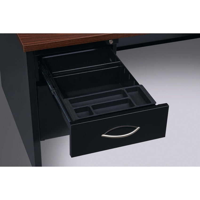 Lorell Fortress Modular Series Left - Pedestal Desk with Laminate Top and Industrial Grade Charcoal Steel Construction 72"W x 36"D (LLR - LLR7914X - LEFT) - SchoolOutlet