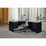 Lorell Fortress Modular Series Left - Pedestal Desk with Laminate Top and Industrial Grade Charcoal Steel Construction 72