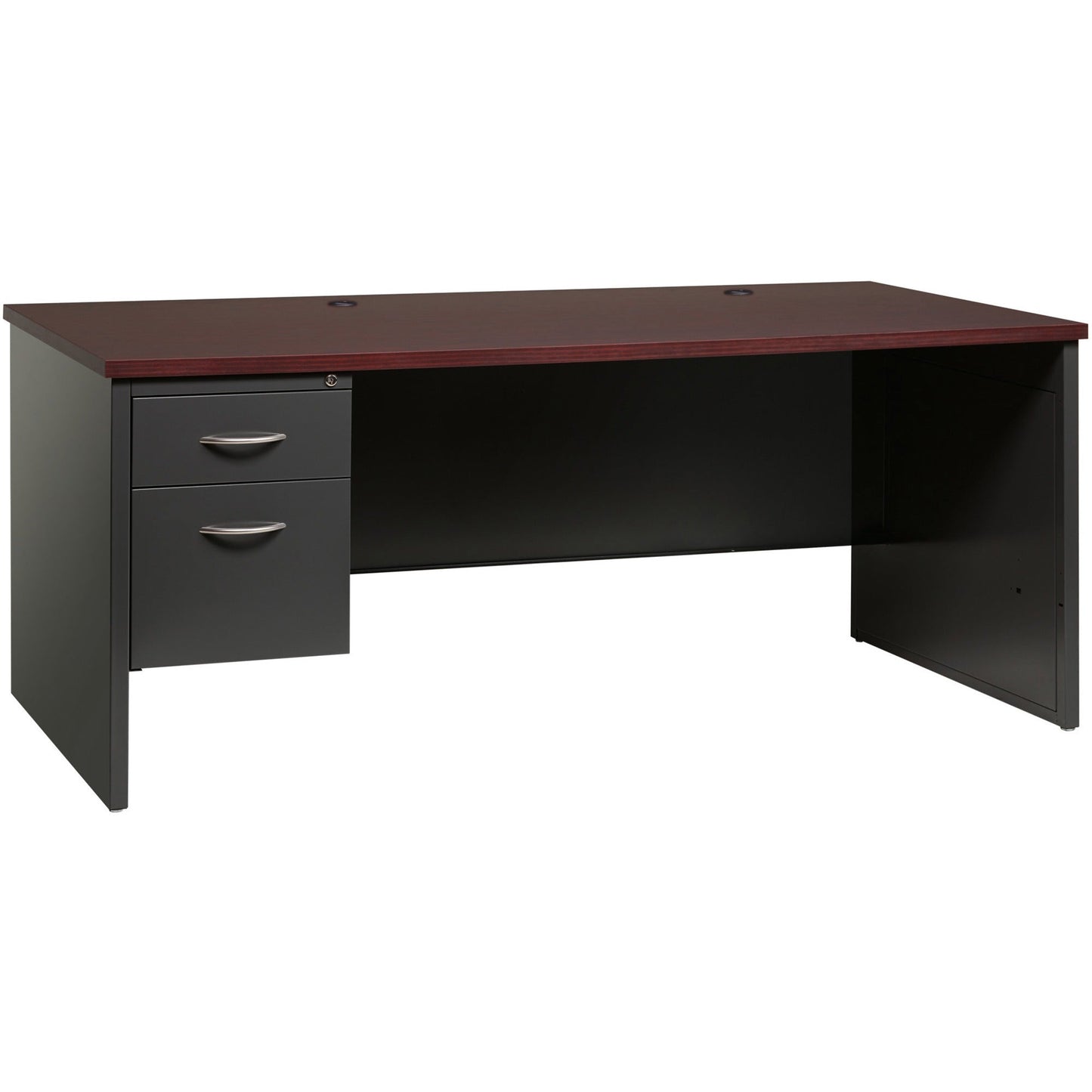 Lorell Fortress Modular Series Left - Pedestal Desk with Laminate Top and Industrial Grade Charcoal Steel Construction 72"W x 36"D (LLR - LLR7914X - LEFT) - SchoolOutlet